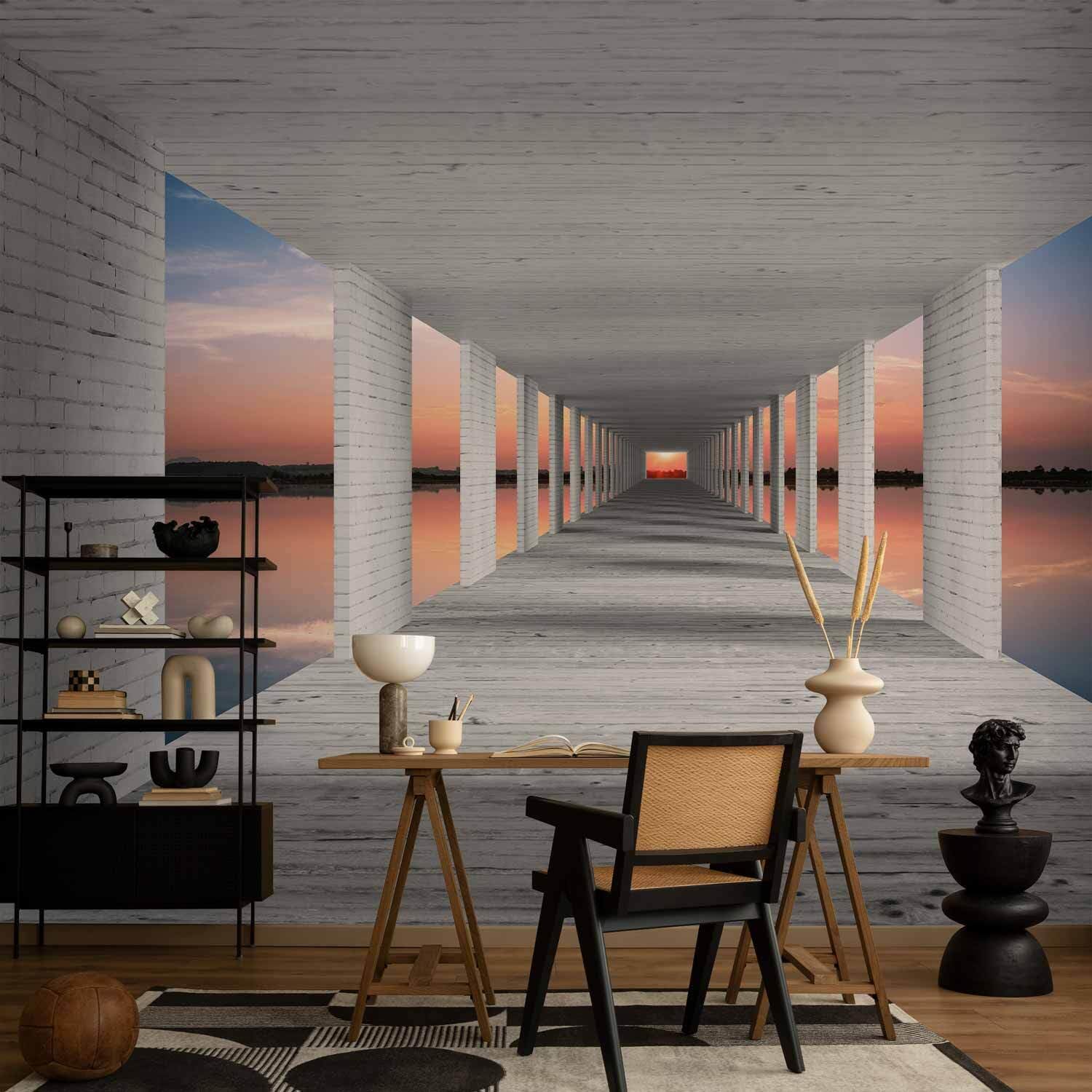 decomonkey Fotomural autoadhesivo Paisaje Efecto 3D Naturaleza 196x140 cm