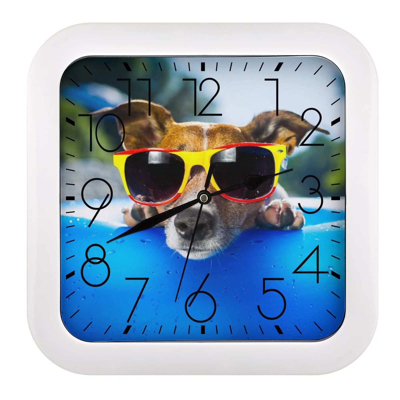 Pendule murale silencieuse a quartz 26cm motif chien pour un sommeil sans tic-tac