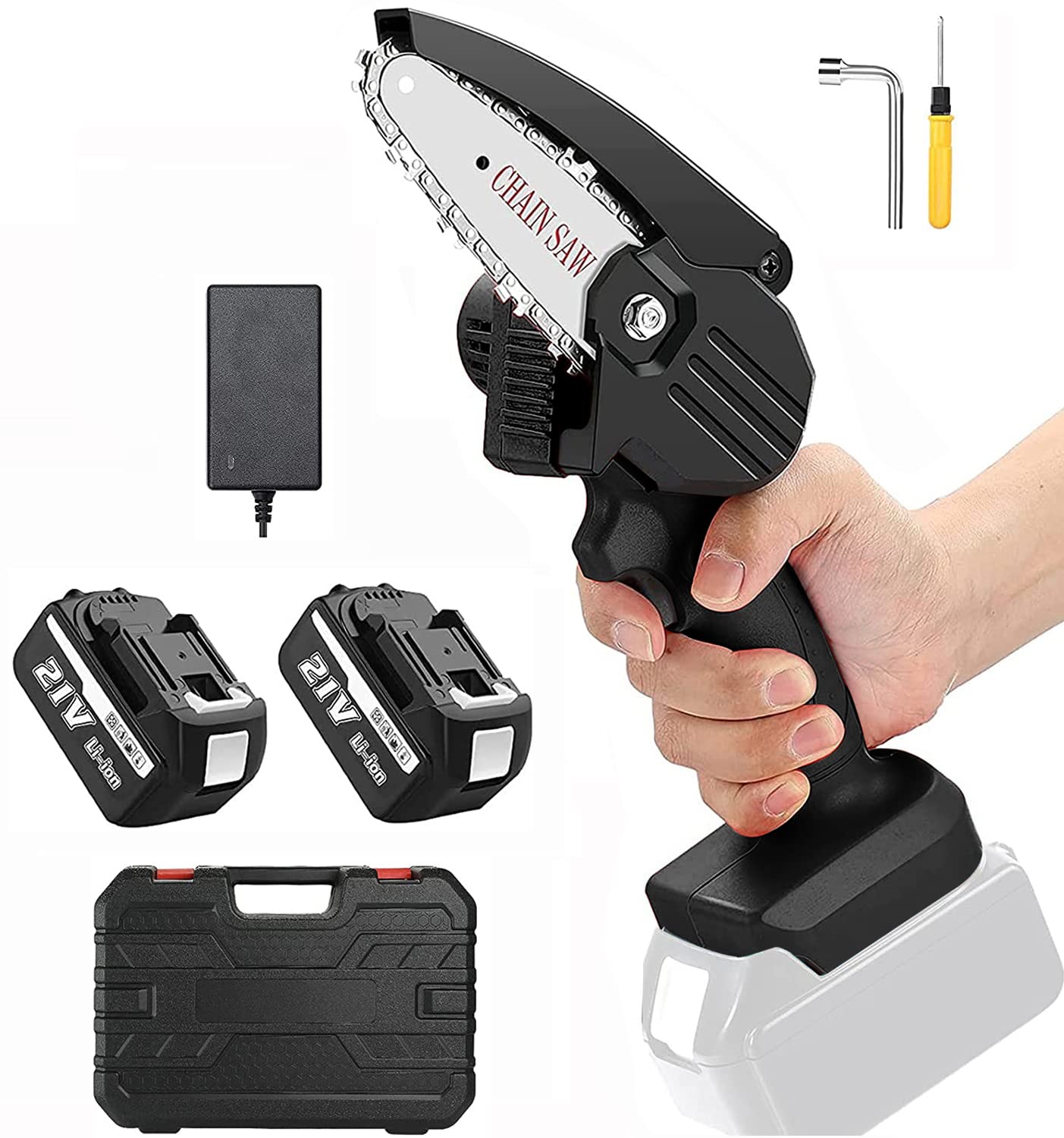 KUAMOO 充電式チェーンソー 電動チェーンソー 小型( 10インチ) Amazon.co.jp: KUAMOO 充電式チェーンソー 電動チェーンソー