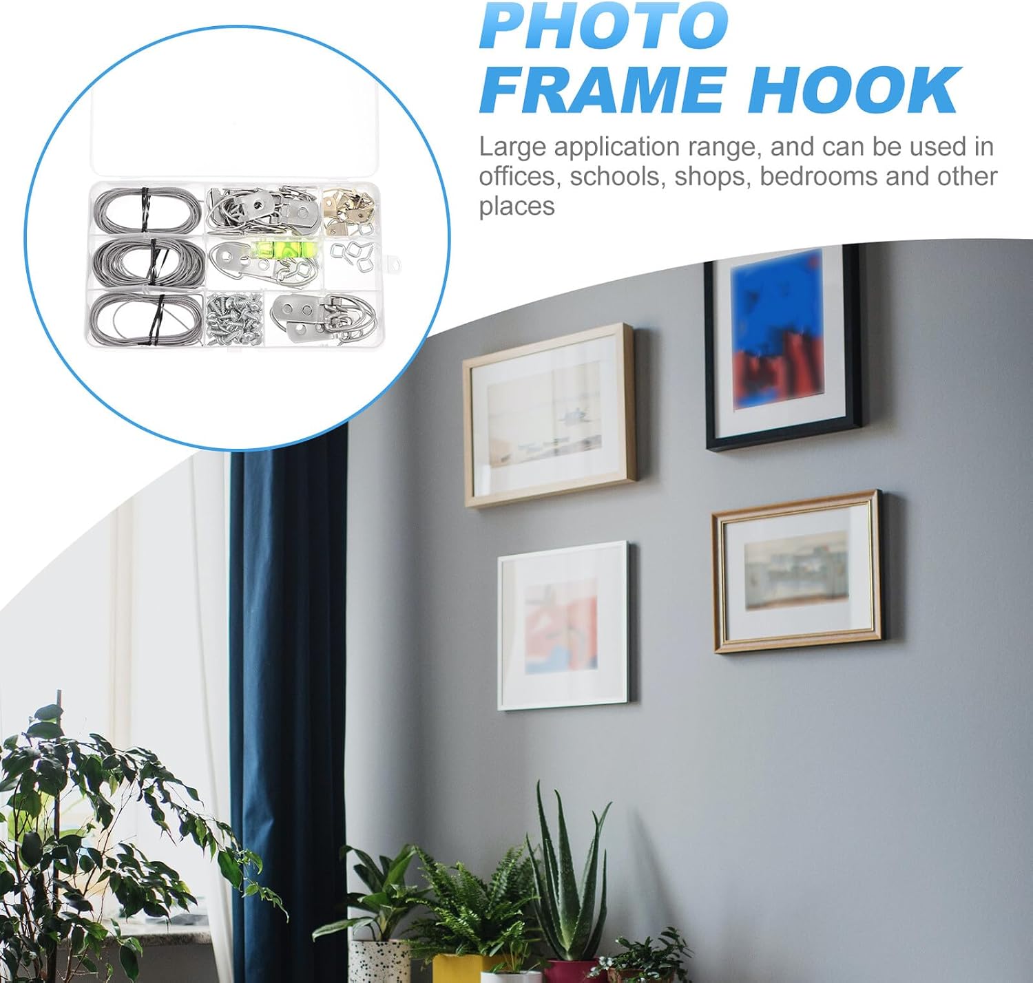 MAGICLULU 100pcs Sturdy Photo Frame Hooks and Screw Kit with Plastic-Coated Steel Wire Picture Hanging Hardware for Wall Frames and Artwork Installation