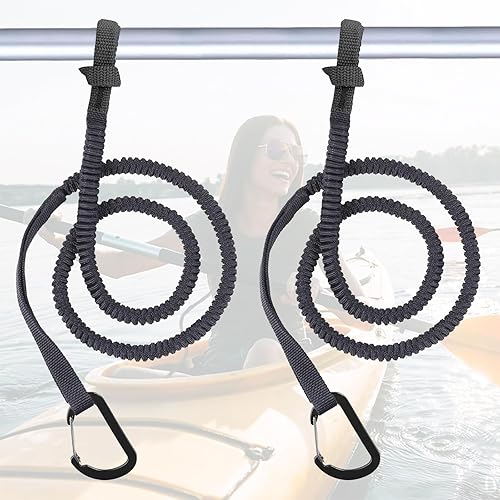 MOOCY Kayak Paddle Leash Kayak Rod Leash, 3-7 ft Stretchable Strap Lanyard Rope for SUP,Kayak Fishing Accessories for Kayak and Paddles