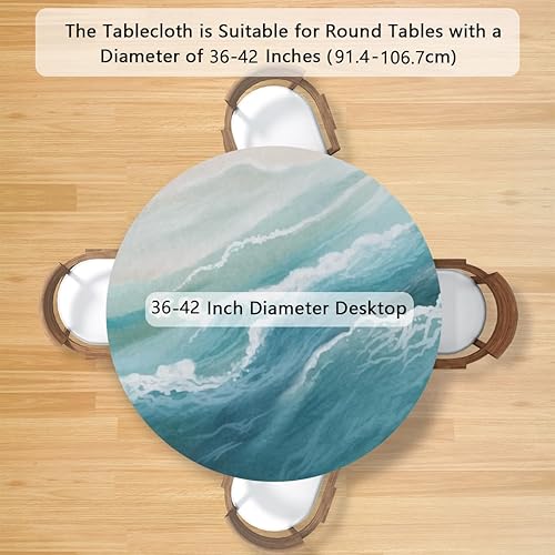 Vista 326 de Cardinal Bird - Mantel redondo ajustable con borde elástico de 36 a 42 pulgadas, mantel redondo elástico, impermeable, lavable, mantel circular