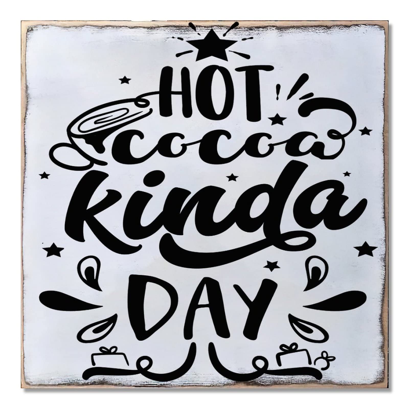 Plaque en bois Hot Cocoa Kinda Day suspension déco Noël fête