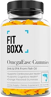 OmegaEase Omega 3 Gummies 100mg, Fish Oil Powder with DHA 13.2mg & EPA 2.8mg, Supports Heart, Brain & Joint Health, No Fishy Taste, Orange Flavor, Gluten Free, Non-GMO, 60 Gummies