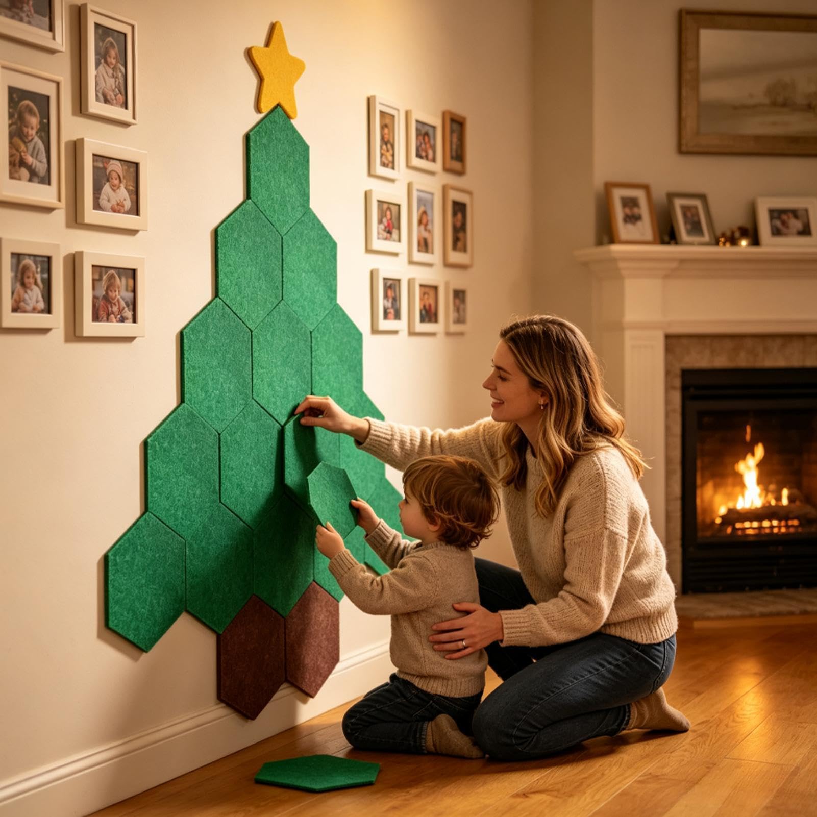Árbol de Navidad de fieltro para fotos, 130 x 150 cm