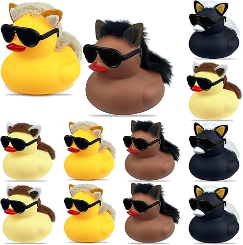 Miniatura 1 de 12 juegos de pato de caballo con gafas, mini pato occidental, juguetes para baby shower, cumpleaños, vaquera, vaquera, granja, temática occidental,