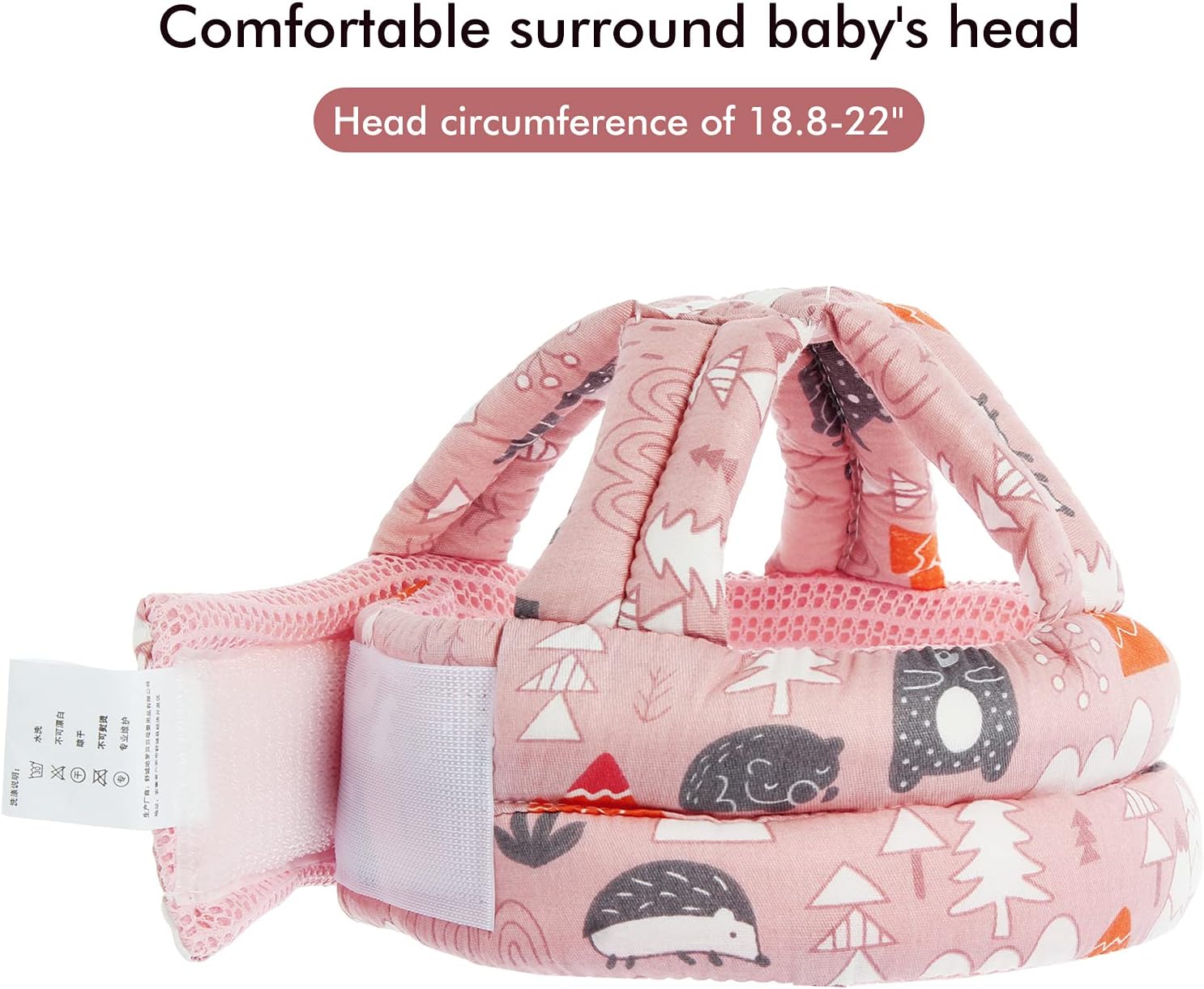 Baby Safety Helmet Infant Toddler Breathable & Adjustable Head Cushion Bumper Bonnet for Running Walking Crawling (Pink), BB-1003
