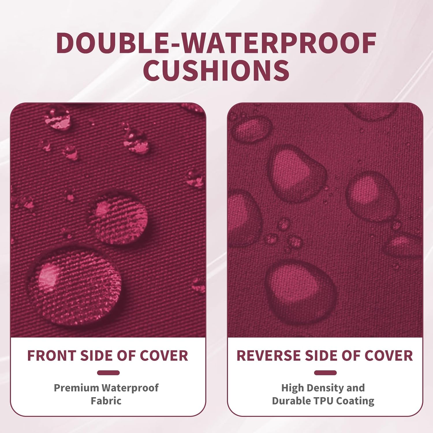 Outdoor Deep Seat Cushion Set 24 * 24 * 6.5 in Weather/Splash Proof, Fade Resistant with Removable Cover for Chairs Sofas- Burgundy Pack of 1