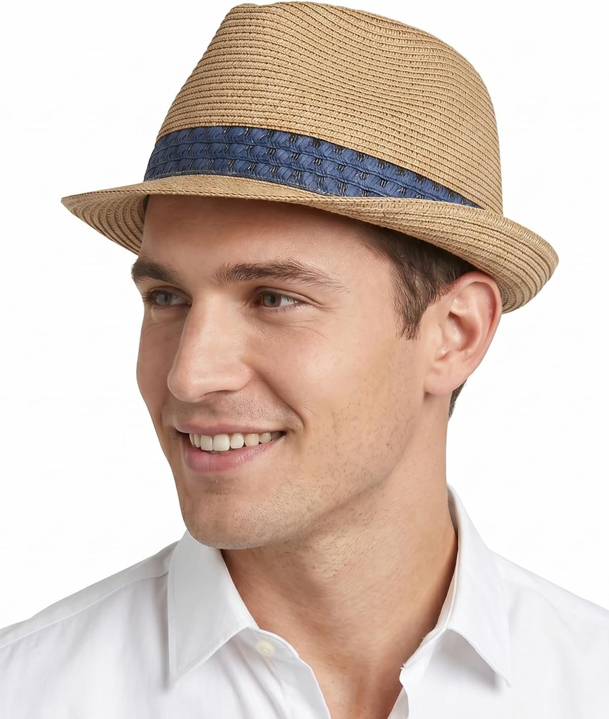Zylioo 2XL XL L Straw Fedora Hat, Large Head Cuban Hat with Short Brim, Packable Summer Trilby Hat Hat for Beach Travel