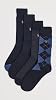 POLO RALPH LAUREN Calcetines de Vestir de Cuello Redondo con Patrones Variados para Hombre (Paquete de 4) 7