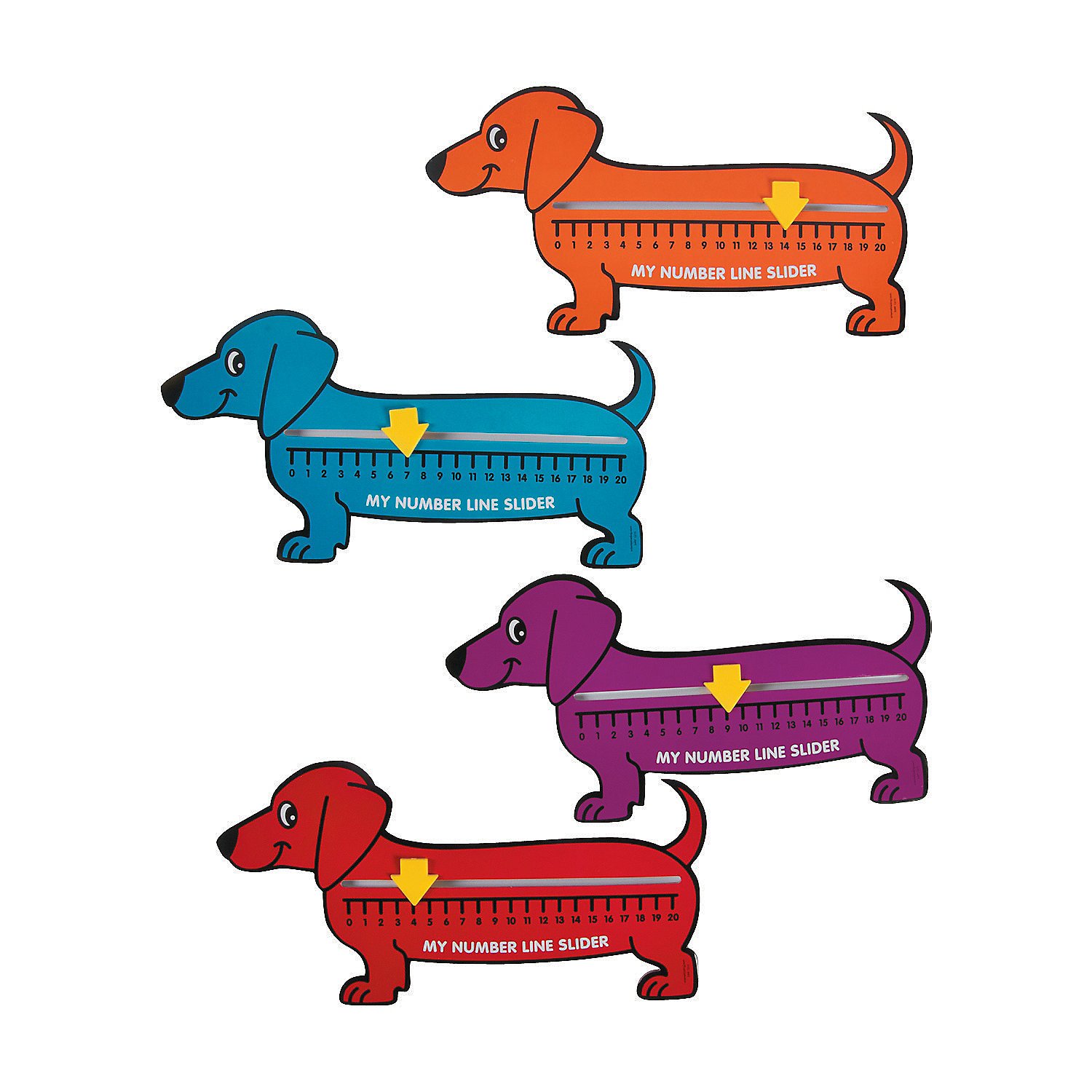 Wiener Dog Number Line Sliders - 12 Pieces - Educational And Learning Activities For Kids