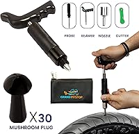 Vista 3 de GRAND PITSTOP Kit de reparación de perforaciones de neumáticos sin cámara de 36 piezas con tapón de hongo para pinchazos de neumáticos y ponchaduras
