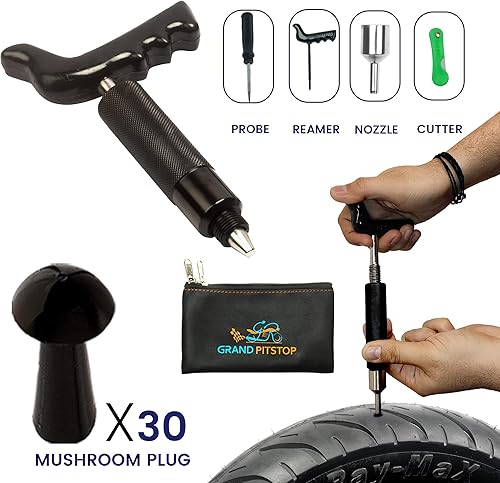 Miniatura 3 de GRAND PITSTOP Kit de reparación de perforaciones de neumáticos sin cámara de 36 piezas con tapón de hongo para pinchazos de neumáticos y ponchaduras