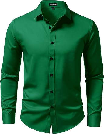 LucMatton Mens Long Sleeve Button Up Dress Shirt