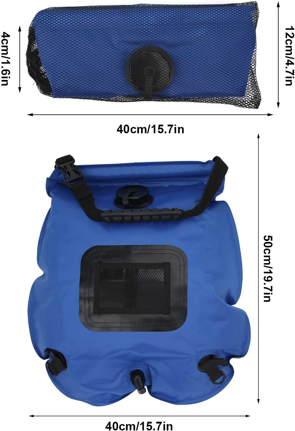 Camping Shower Bag, Outdoor 20L Solar Power Shower Bag Camping Portable Sun Heated Bath Bag with Shower Head