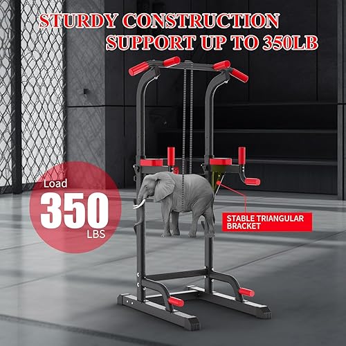 Miniatura 6 de Estación de inmersión de torre de potencia, estación de barra de dominadas y equipo de gimnasio multifunción para entrenamiento de fuerza en casa,