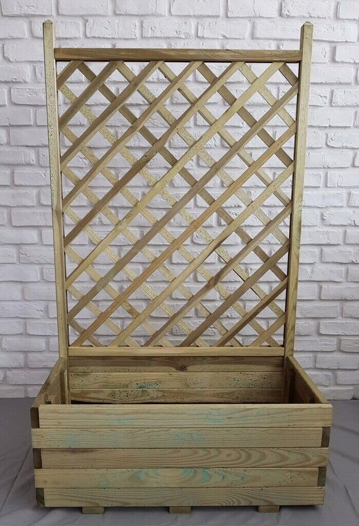 Generisch Blumenkasten mit Rankgitter Rankhilfe Rankkasten Pflanzkasten Holz 136x80 cm