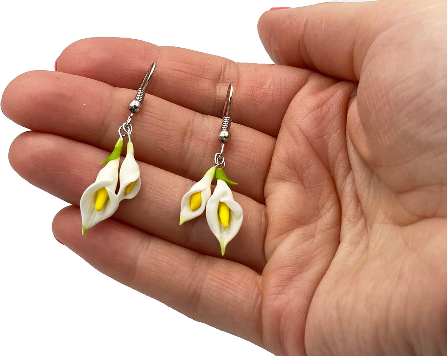 White calla lily earrings romantic flower jewelry