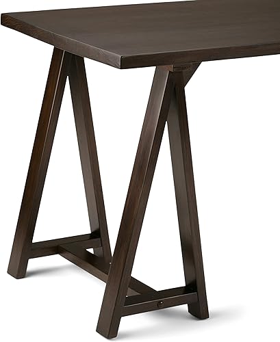 Miniatura 239 de SIMPLIHOME Sawhorse - Mesita de noche de madera maciza de 24 pulgadas de ancho, moderna, industrial, color gris envejecido, para sala de estar y