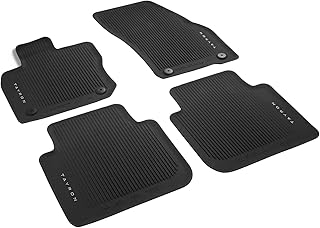 Volkswagen 57L06150082V Floor Mats Rubber Premium All-Weather Mats 4 x Rubber Mats Black with Tayron Lettering and Emotional Symbols