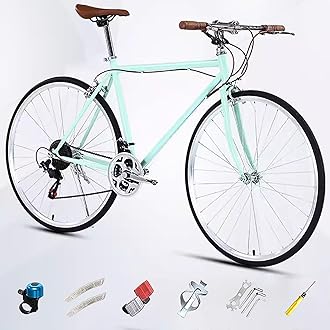 700C Racing Bike for Men Women, High Carbon Steel Frame, Single Speed Bike, Height Adjustable, Lightweight Road Bike, Adult Commuter Bicycle with V-Brake