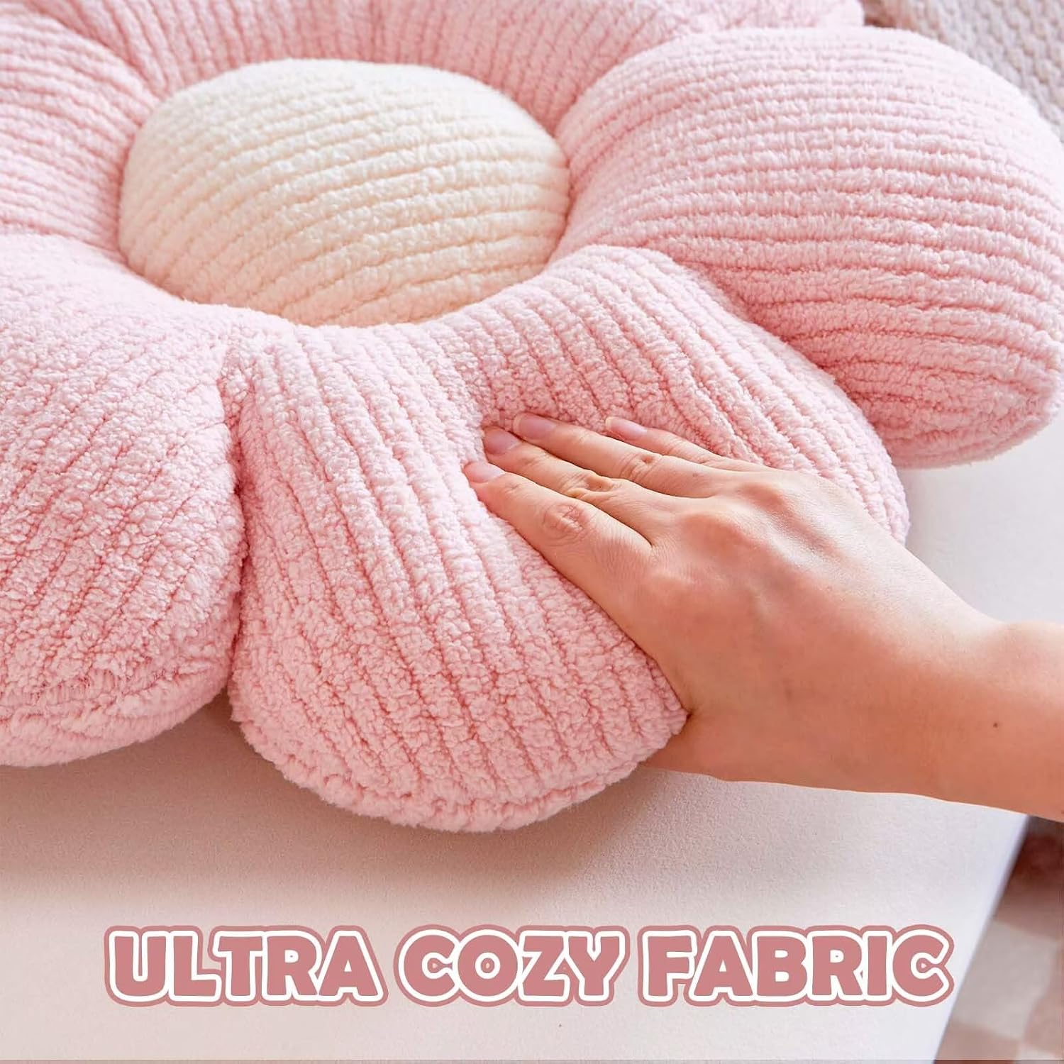 Flower Pillow, Light Pink Flower Decorative Throw Pillows for Bed Couch, Aesthetic Home Decor Cute 14.9" Daisy Floral Shaped Plush Pillow Floor Seat Cushion