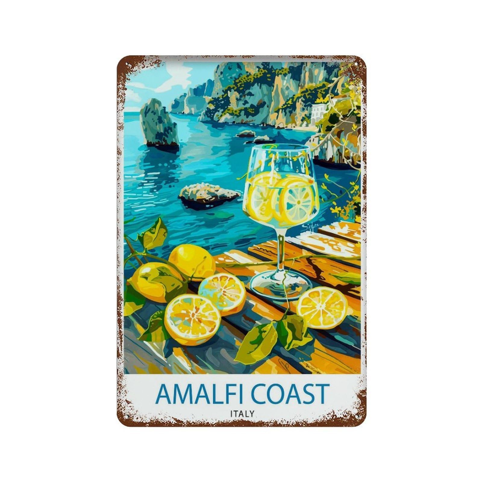 xiaoxiaoshen Amalfi Coast Italy Travel Italian L_3 Wall Decor Art Metal Tin Poster Modern Home Decor Art Home Bar Shop Decorations Vintage Sign 30x20cm