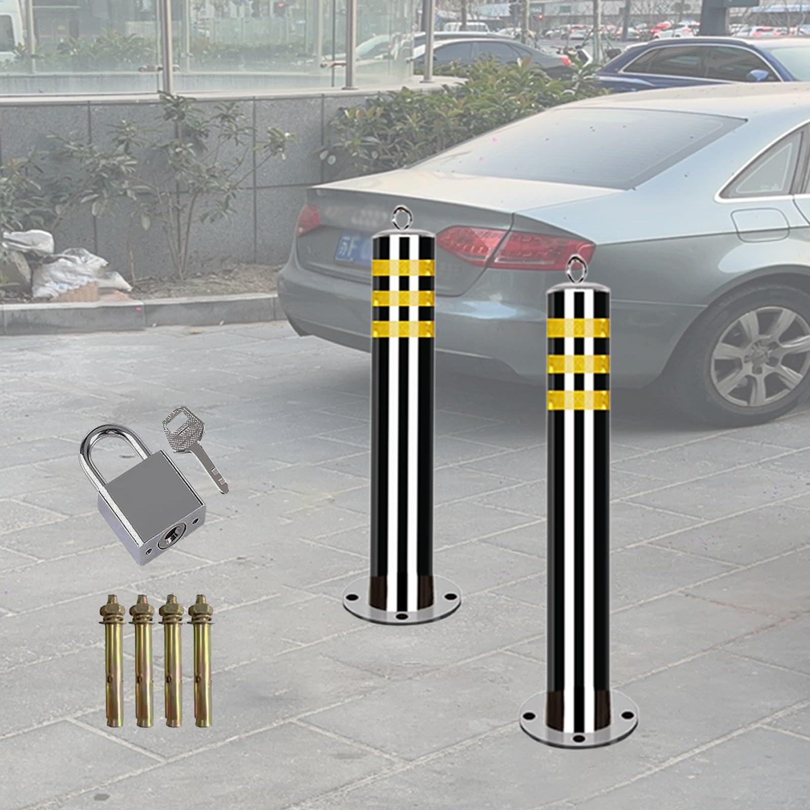 Aioneer Removable Traffic Delineator Posts - Reflective Safety Bollards For Parking Lots, Driveways & No Entry Zones - Heavy-Duty Traffic Control Solutions For Enhanced Visibilit-H 90cm/35inch-2 pack