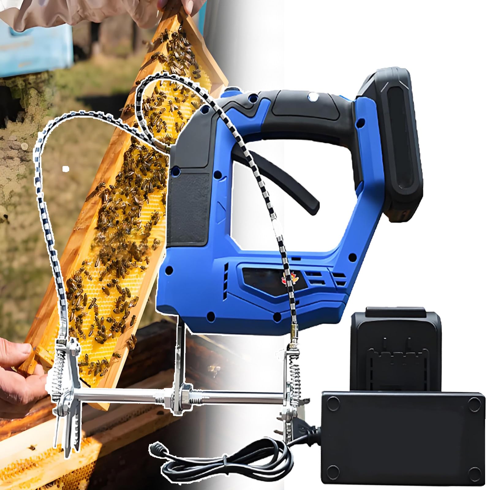 Agitador eléctrico de abejas para apicultura, 8 horas de funcionamiento, resistente a la intemperie, bloqueo de marco industrial, diseño ergonómico para una fácil extracción de abejas