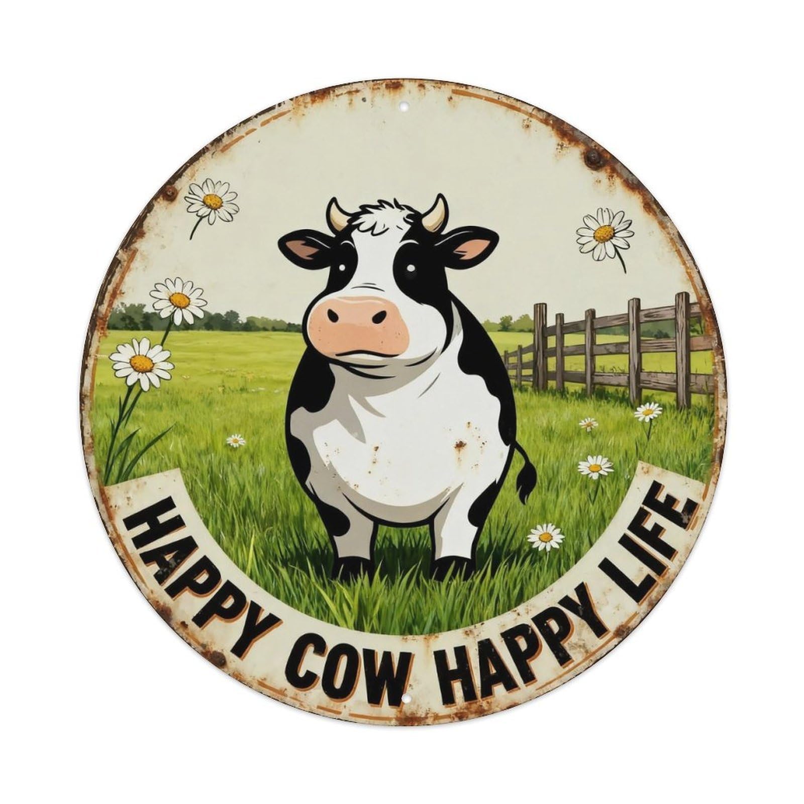 Happy Cow Happy Life Metal Tin Sign Plaque