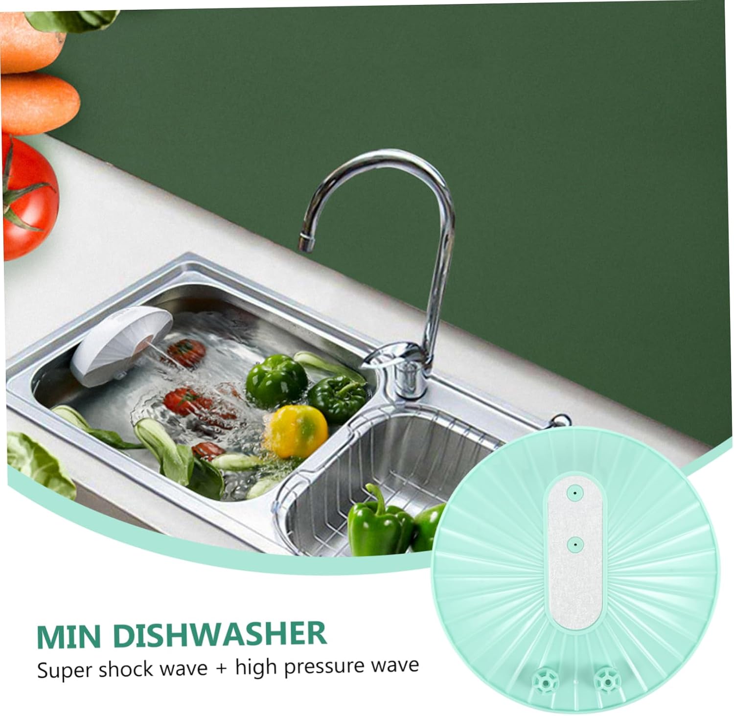 Lurrose Mini Dishwasher Portable USB Ultrasonic Cleaner for Fruits Vegetables Dishes Multifunctional Kitchen Tool Low Power Consumption for Home Travel Use