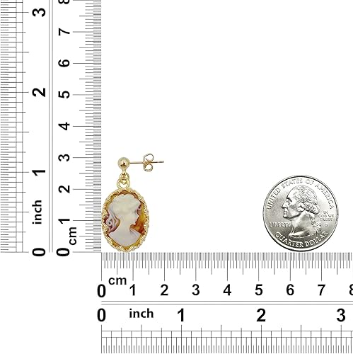 Miniatura 7 de Aretes colgantes de silueta de camafeo de inspiración vintage, aretes de oro de 14 quilates para mujer