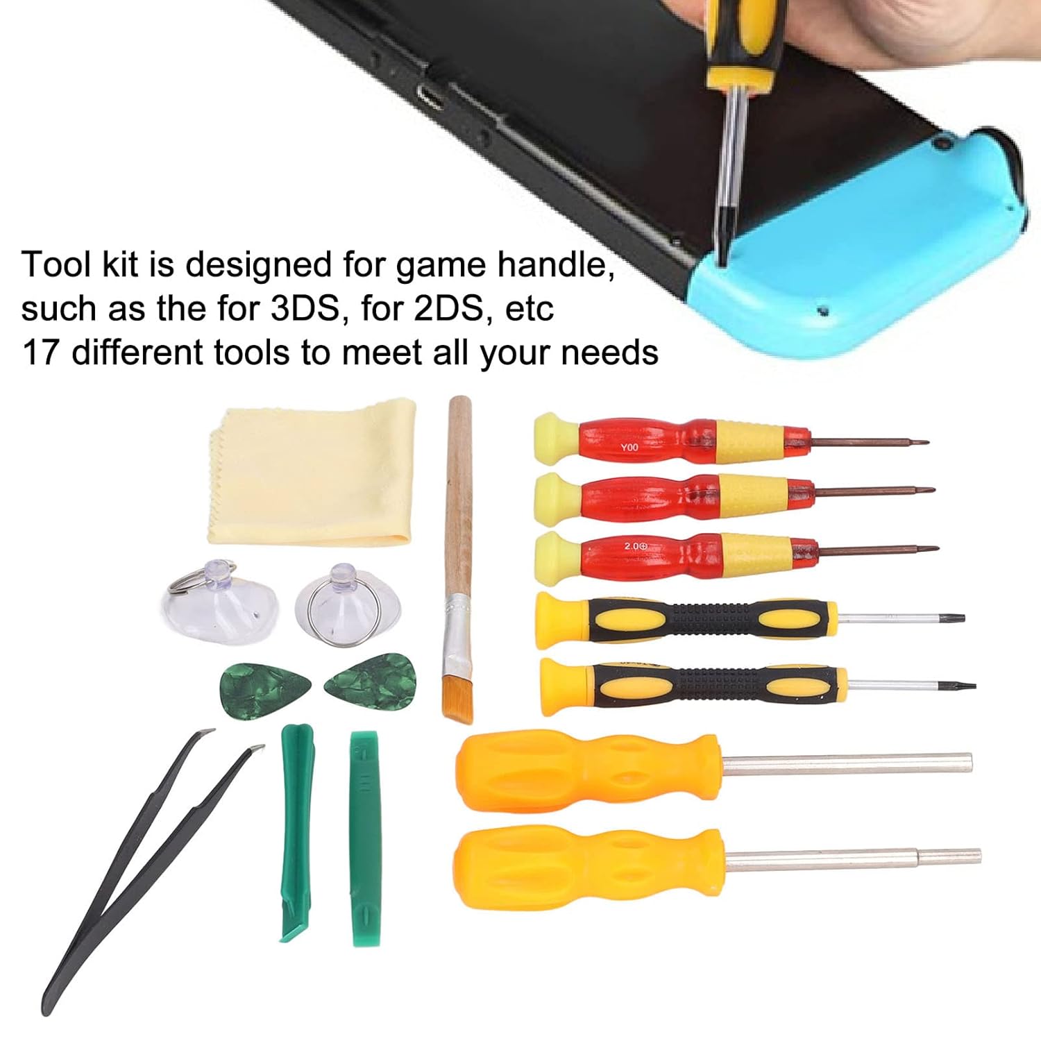 Electronics Maintenance Kit, 17 Joystick Repair Kit Professional Suction Cup for 3DS