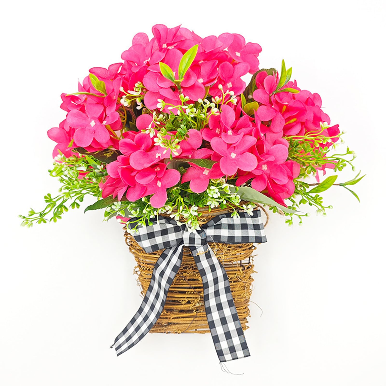 Elnwnnkc Artificial Florals Basket for Spring Wall Decors Beautiful Front Door Wreath for Weddings, Parties, Birthday Aisle