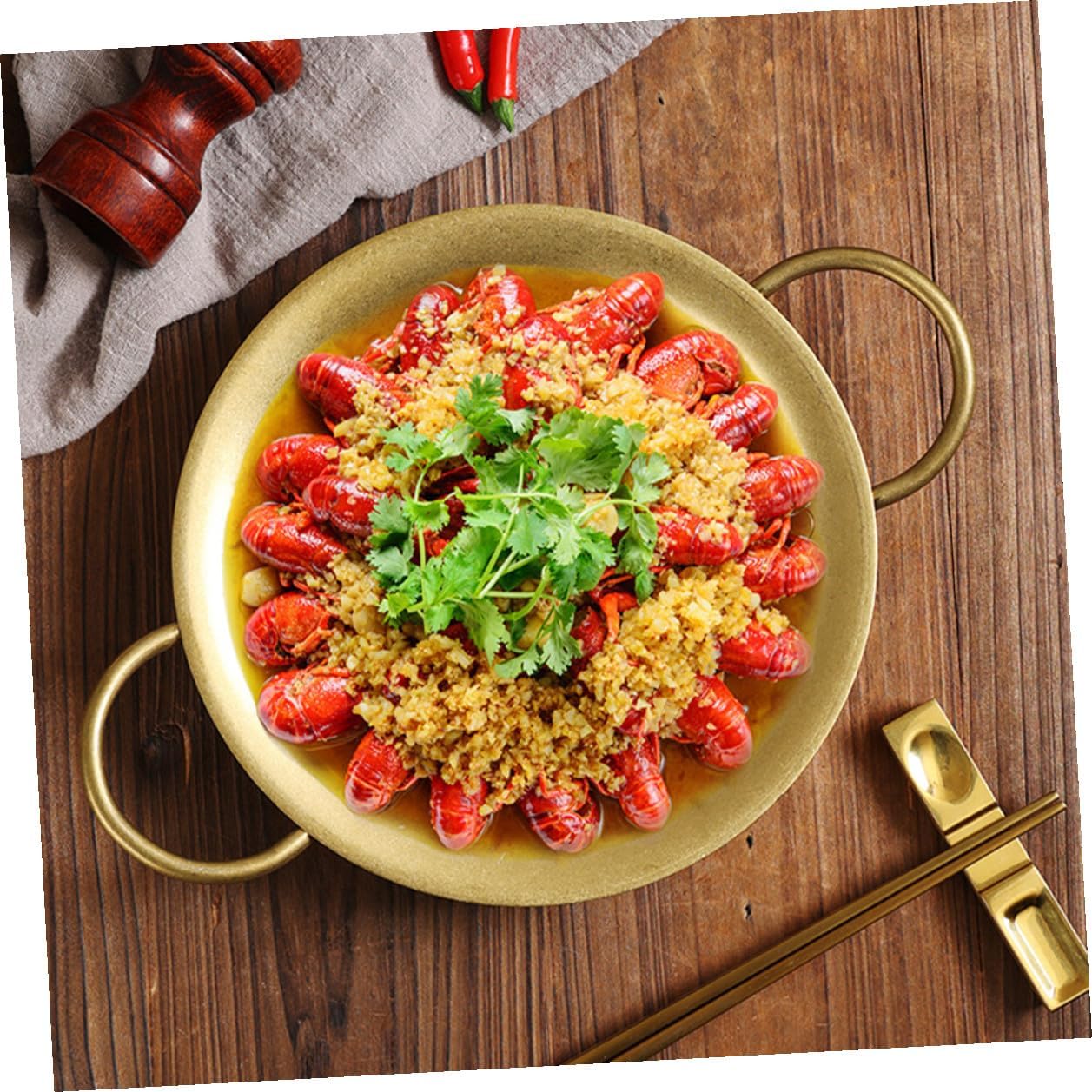 Stainless Steel Spanish Paella Pan 20.5cm with Dual Handles round Baking Pan for Rice Dishes Home Cooking and Serving