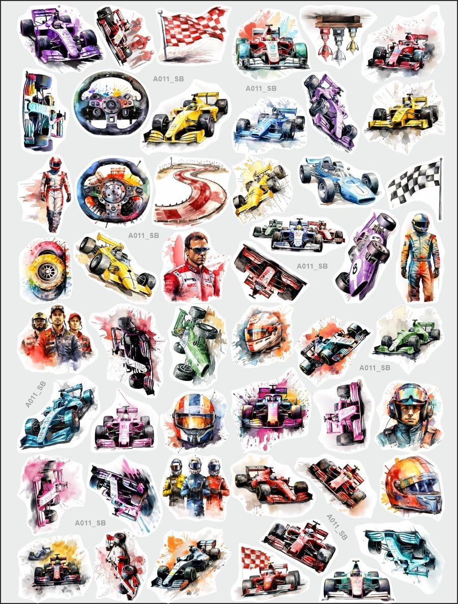 Motor Sticker Racer Amazon.com: Racing Car Sticker Pack, 50 PCS, Watercolor Motorsport ...