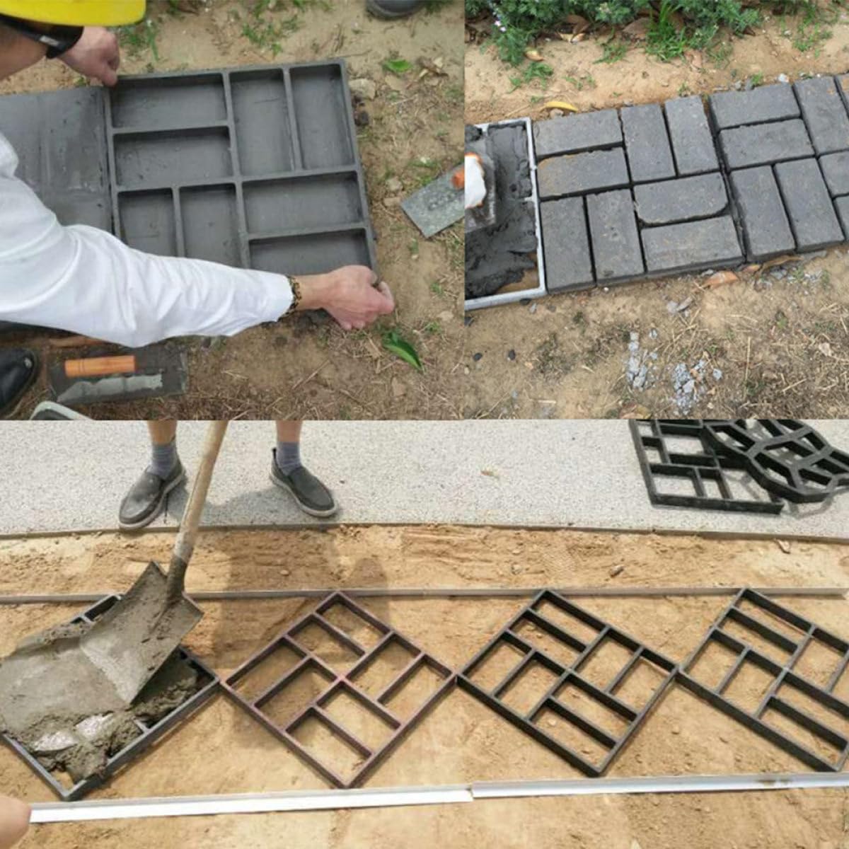 Sewroro Molde para Pavimento de Jardín de 8 Rejillas, Molde para Hacer Losas de Reutilizable, Plástico Duradero para Senderos y Patios, Adecuado para Decoración Exterior