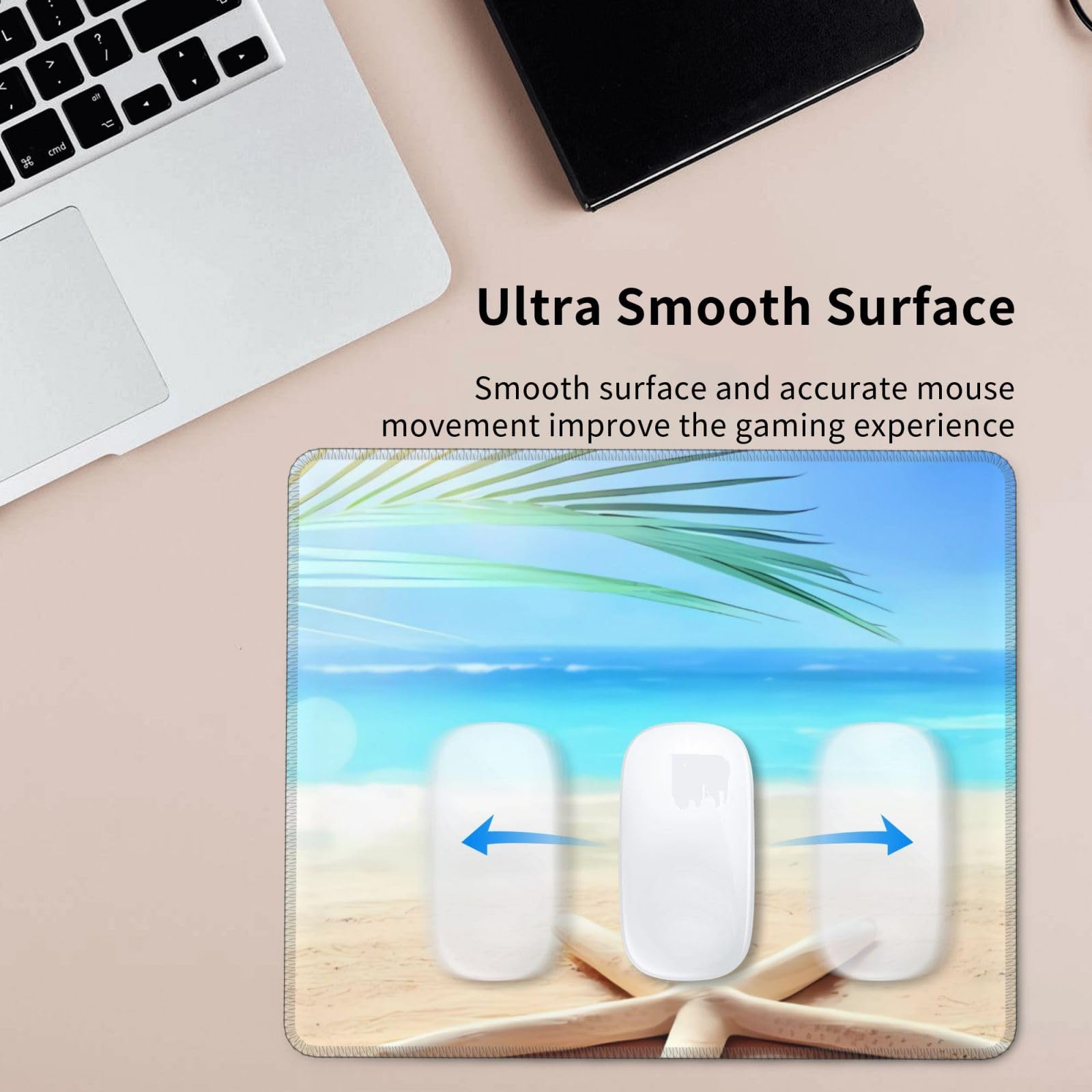 Tappetino Per Mouse Con Motivo Spiaggia Blu - 240x200x3 Mm - Superficie Liscia, Base Antiscivolo In Gomma - Per Ufficio, Gaming, Regalo Originale