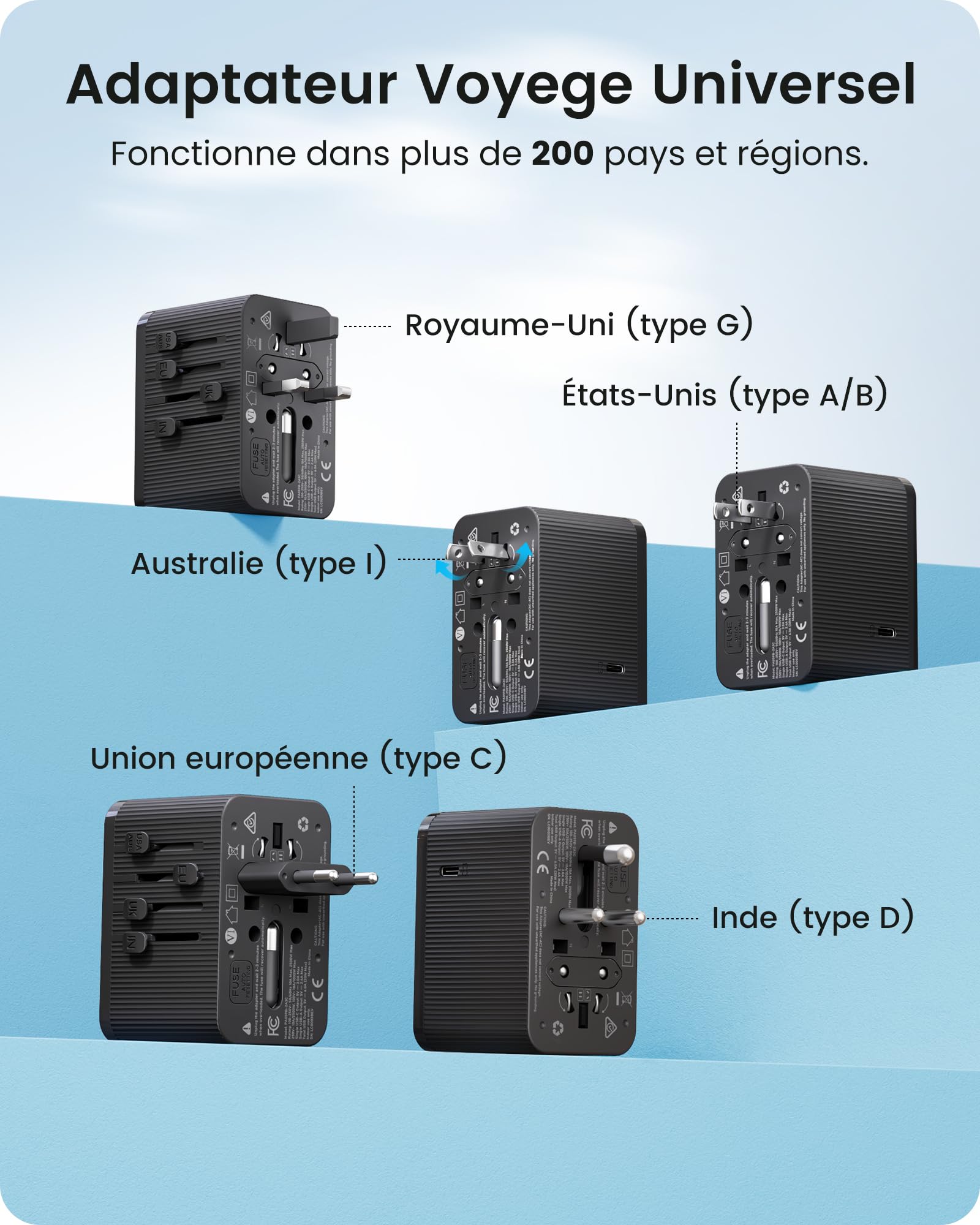 Image secondaire de Adaptateur de Voyage Universel LENCENT 28W avec 5 Ports USB