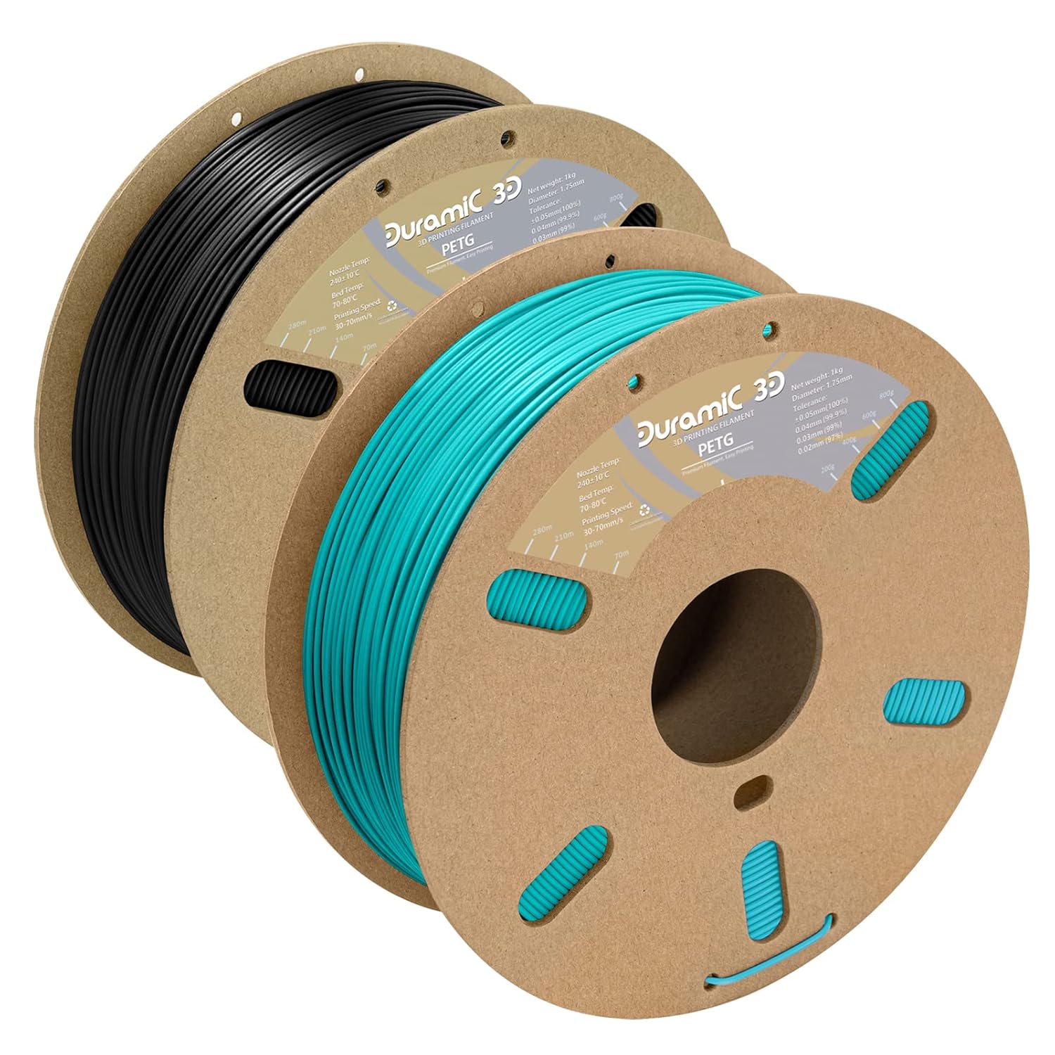 PETG Black and PETG Cyanblue Bundle, 3D Printing Filament 1kg Spool(2.2lbs), Black Filament 1.75mm Dimensional Accuracy +/- 0.05 mm Non-Tangling Non-Clogging Non-Stringing