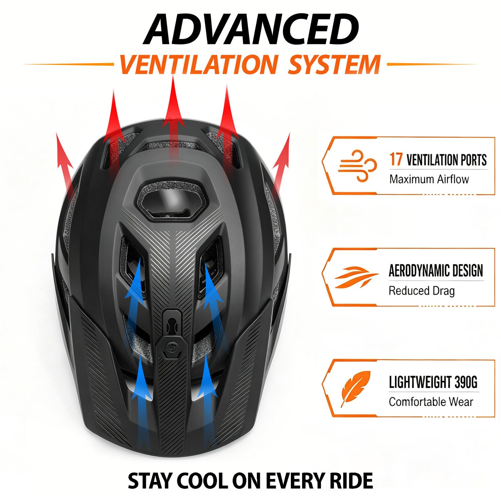 KINGBIKE NTA-8776 Mountain Bike Helmet Professional Ebike Helmets with 3-Level Adjustable Visor & Camera Mount E-MTB Helmet for Adults Men Women Youth E-Bike Safety Certified (Black, Medium) : Sports &