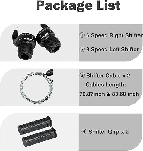Miniatura 6 de MEGHNA Palanca de cambio de 18 velocidades para bicicleta, palanca de cambios giratoria de 3 x 6 pulgadas, palanca de cambios izquierda y derecha,