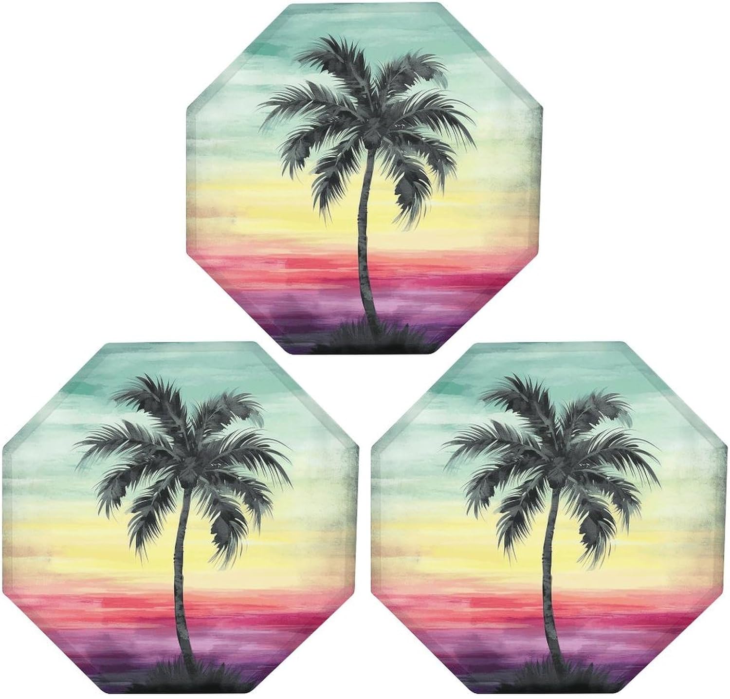 Ctagon Metal Sign for Home, Modern Display Plate for Kitchen, A Tropical Palm Tree Plates Accent Hanging Wall Decorations 3PCS for Living Room, Bedroom, Hallway, Hotel