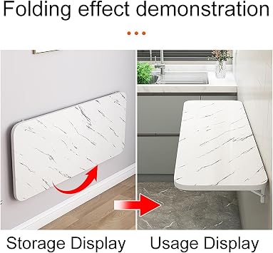 Workbench, Folding Wall Table, Wall Mounted Foldable Table for Small Spaces, Fold Down Laundry Shelf, Drop Leaf Dining Tables for Garage Home Office Kitchen(Black,70x30CM/27.6x11.8in)
