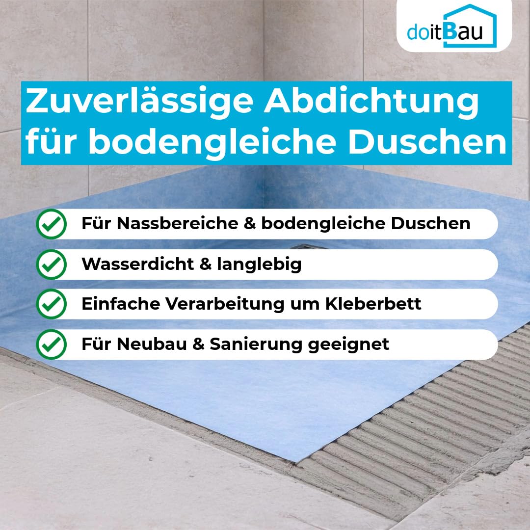 doitBau Entkopplungsmatte 30 m² – Abdicht- & Entkopplungsbahn für Fliesen | Dichtbahn für Bad, Dusche, Balkon & Küche