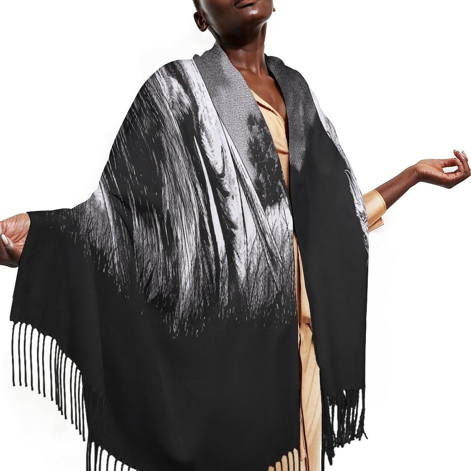 Lion Black And White Illustration Scarf for Women Men Classic Fashion Blanket Scarves Soft Cashmere Feel Scarf Cold Weather Warm Long Shawl Winter Large Scarves Classic Blanket Scarfs Thick