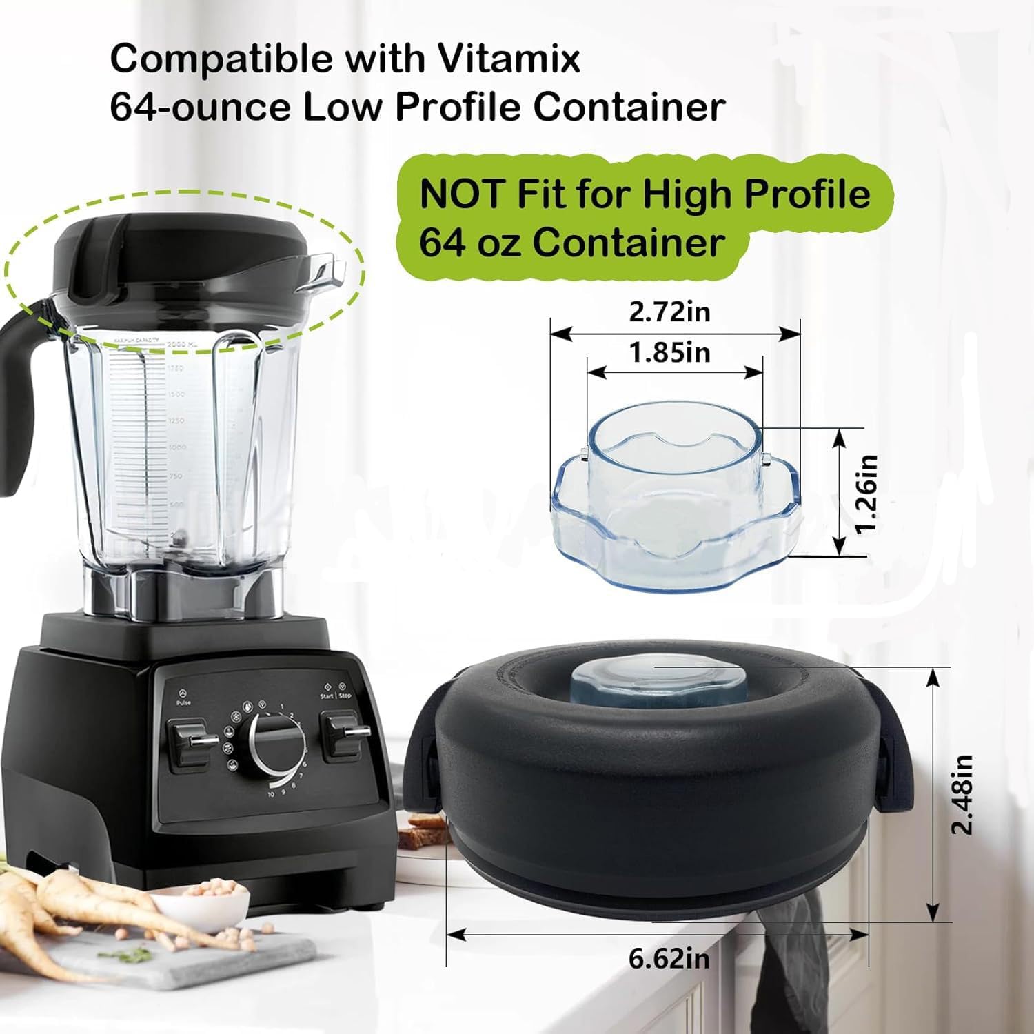 Lid Replacement,64oz Low Profile Container Lid for 5300 7500 750 6300 Vm0197 E310 Container (low profile lid)