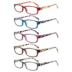 Kerecsen Reading Glasses 5 Pairs Fashion Ladies Readers Spring Hinge with Pattern Print Eyeglasses for Women (Multicolor -8, 2.75)