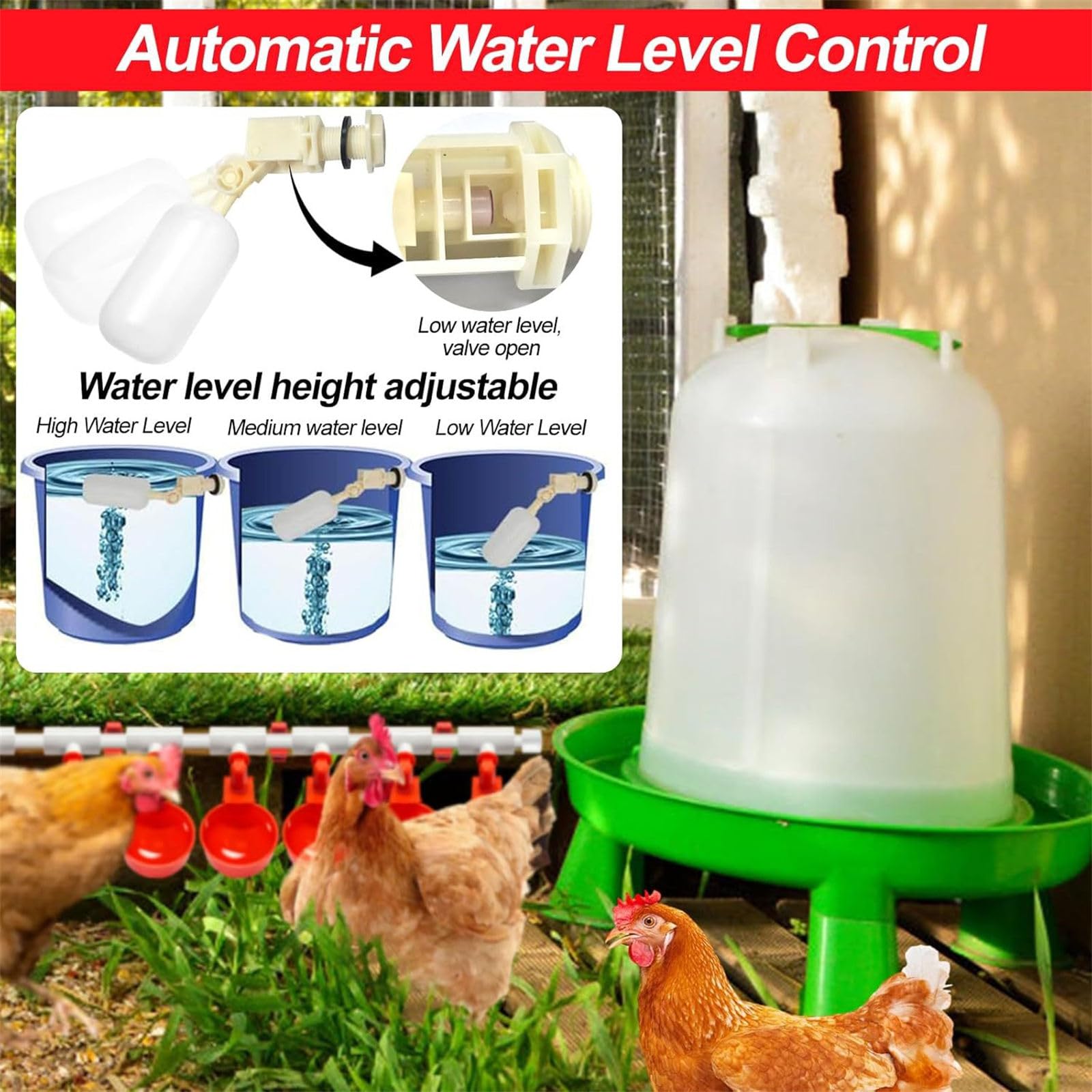 Equipo de riego para Aves de Corral, alimentador automático de