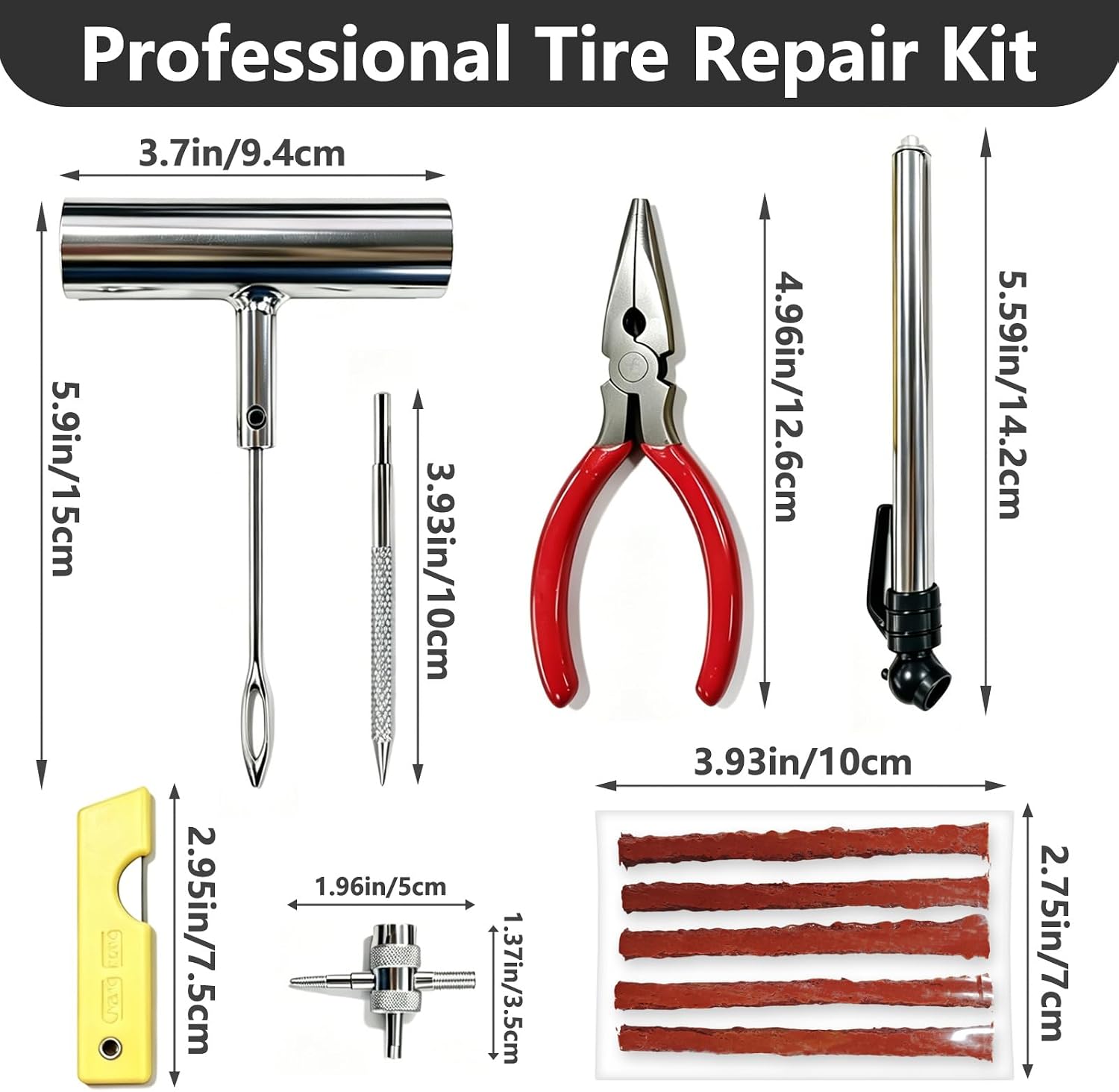 46PCS Universal Tire Repair Plug Kit, Emergency tire Repair Tool